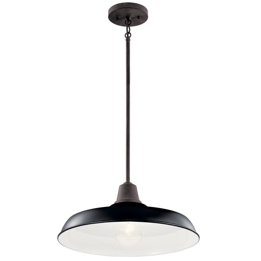 Kichler 49993BK One Light Outdoor Pendant/Semi Flush, Black