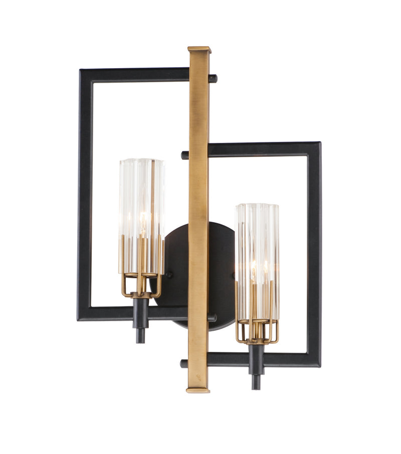Maxim 16115CLBKAB Flambeau Two Light Wall Sconce, Black / Antique Brass Main Image.jpg