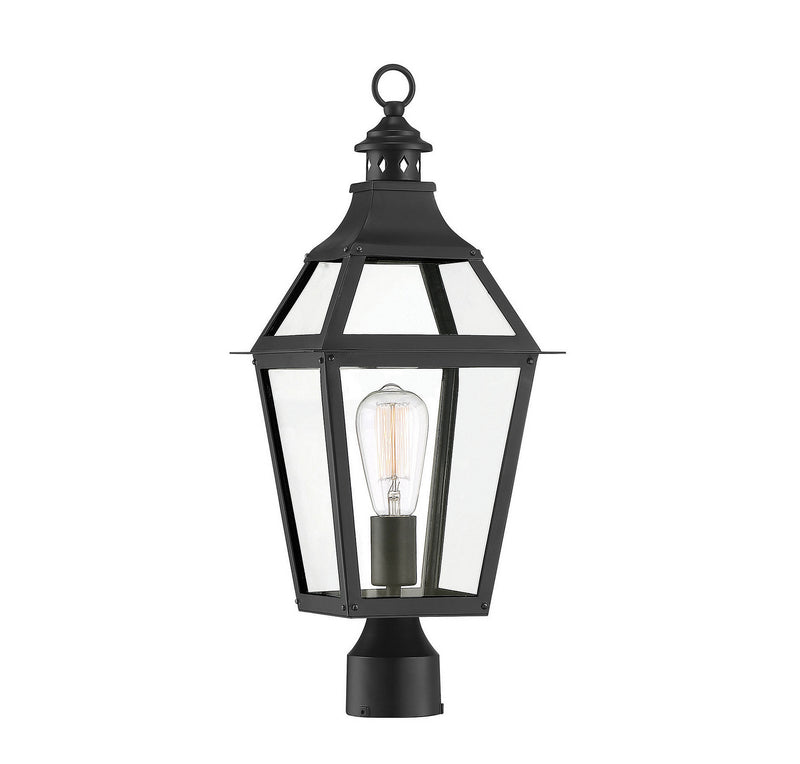 Savoy House 5-724-153 One Light Post Lantern, Black w/Gold Highlights