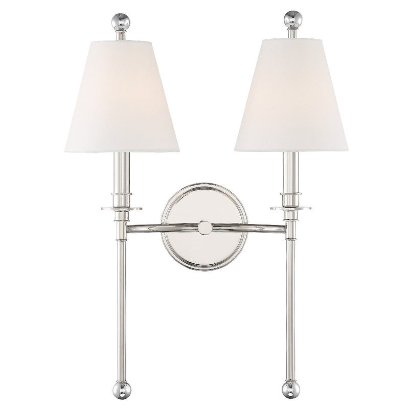Crystorama RIV-383-PN Riverdale Two Light Wall Sconce Polished Nickel Main Image.jpg