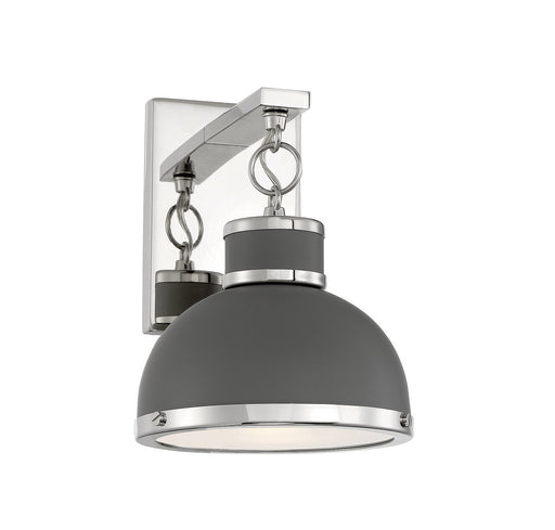 Savoy House 9-8884-1-175 One Light Wall Sconce, Gray with Polished Nickel Accents