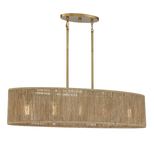 Savoy House 1-1738-5-320 Five Light Chandelier, Warm Brass/Rope