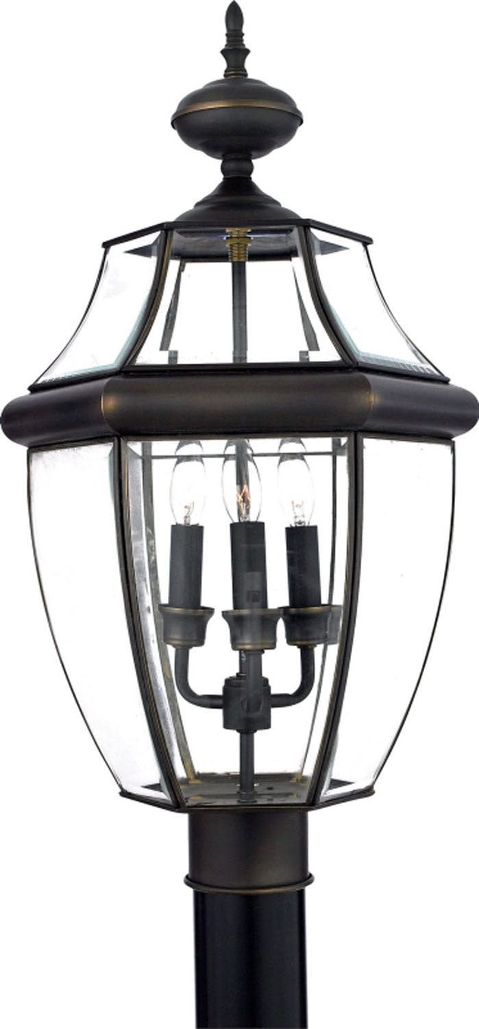 Quoizel NY9043Z Newbury Three Light Outdoor Post Lantern, Medici Bronze Main Image.jpg