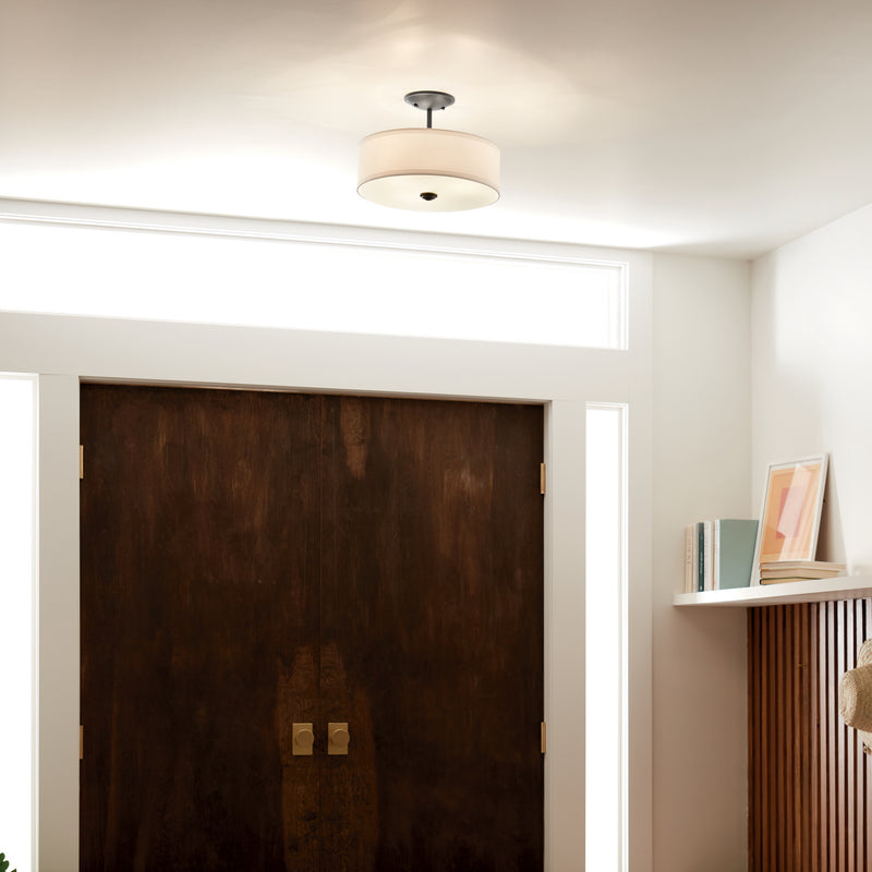 Kichler 43692BK Three Light Semi Flush Mount, Black (5)