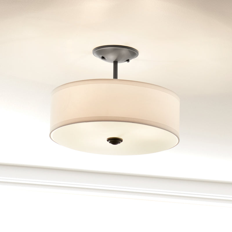 Kichler 43692BK Three Light Semi Flush Mount, Black (6)