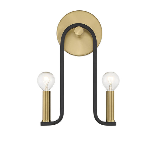 Savoy House 9-5531-2-143 Two Light Wall Sconce, Matte Black w/Warm Brass