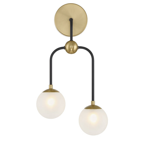 Savoy House 9-6696-2-143 Two Light Wall Sconce, Matte Black w/Warm Brass