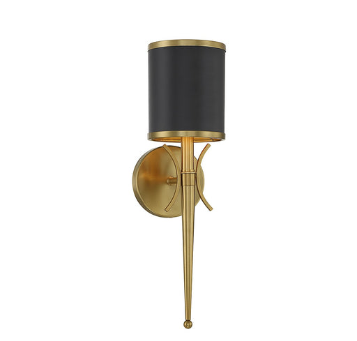 Savoy House 9-9944-1-143 One Light Wall Sconce, Matte Black w/Warm Brass