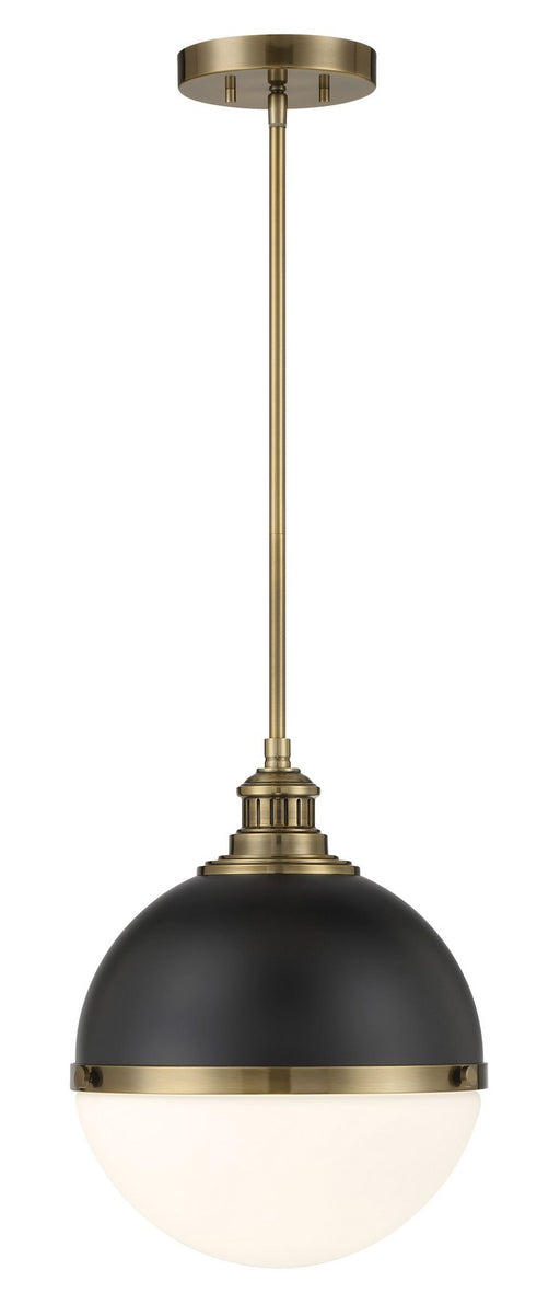 Minka-Lavery 6605-885 Vorey One Light Pendant, Coal And Oxidized Aged Brass Main Image.jpg