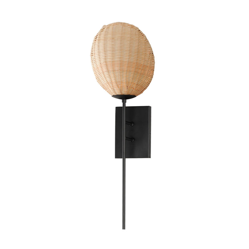 Maxim 12601NABK Maldives One Light Wall Sconce, Black Main Image.jpg