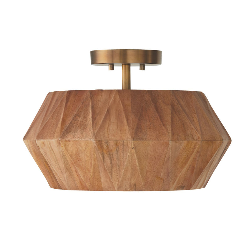 Capital Lighting 251011LW Nadeau One Light Semi-Flush Mount, Light Wood and Patinaed Brass Main Image.jpg