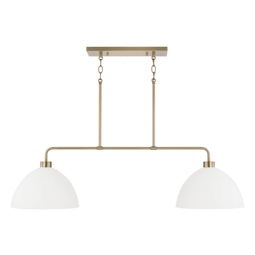 Capital Lighting 852021AW Ross Two Light Island Pendant, Aged Brass and White Main Image.jpg