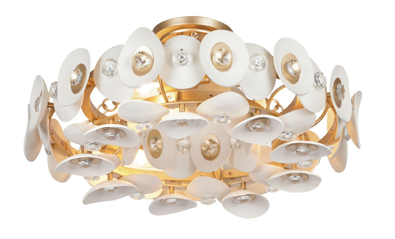 Metropolitan N1863-760 Niu Three Light Semi Flush Mount, Coconut Shell Gold / Coconut Shell White Main Image.jpg
