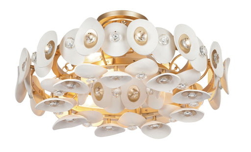 Metropolitan N1863-760 Niu Three Light Semi Flush Mount, Coconut Shell Gold / Coconut Shell White Main Image.jpg