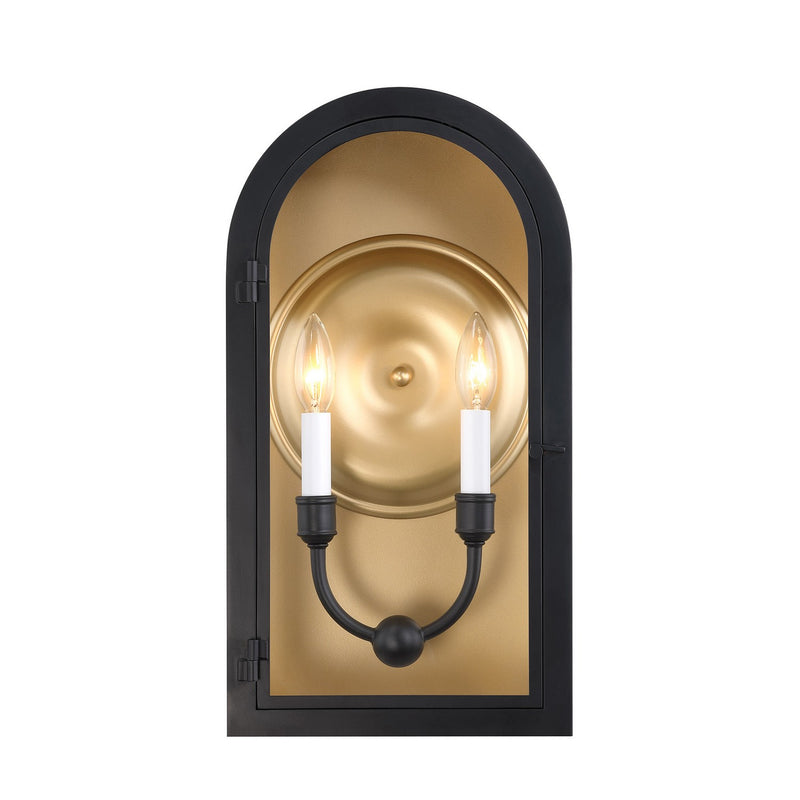 Savoy House 5-411-331 Two Light Outdoor Wall Lantern, Matte Black w/Vintage Gold