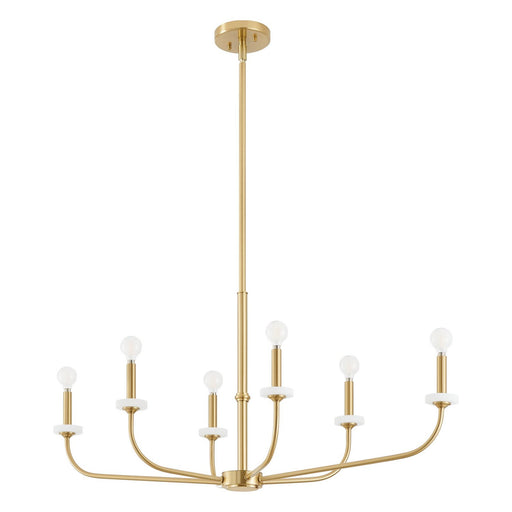 Thesis 206959A Six Light Chandelier, Brushed Gold, White