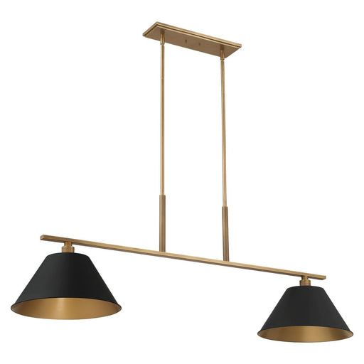 Thesis 207336A Two Light Linear Chandelier, Natural Brass, Matte Black