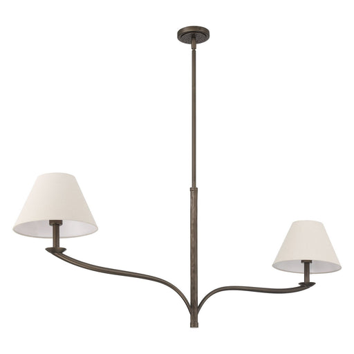 Thesis 207338A Two Light Linear Chandelier, Forged Bronze