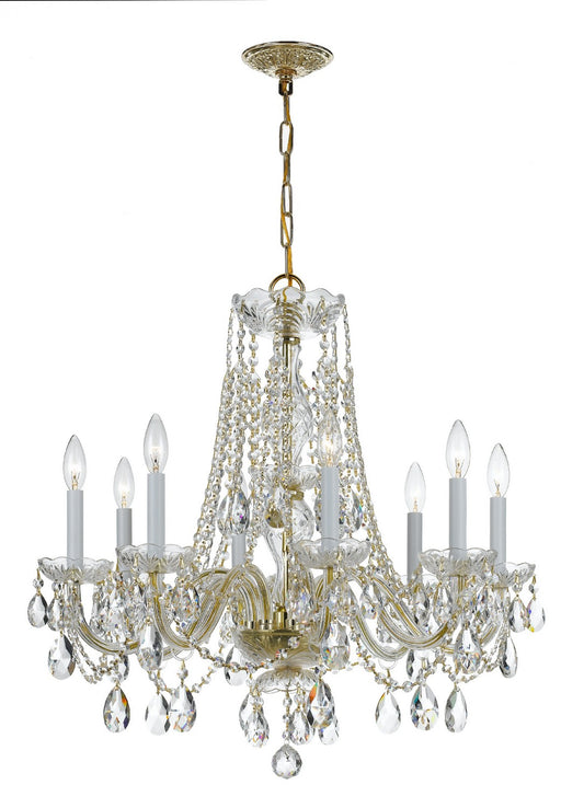 Crystorama 1138-PB-CL-MWP Traditional Crystal Eight Light Chandelier Polished Brass Main Image.jpg