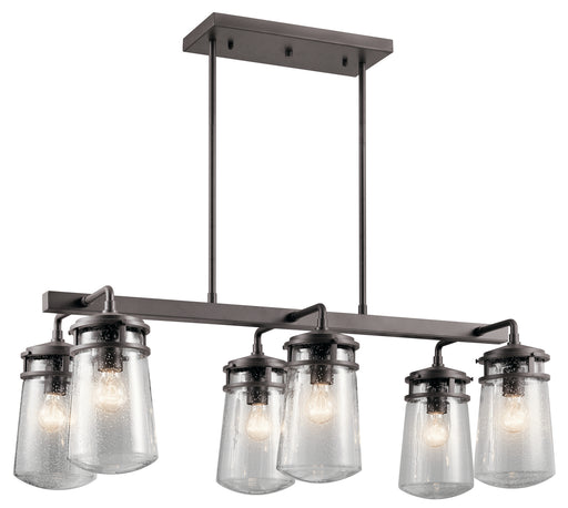 Kichler 49835AZ Six Light Outdoor Linear Chandelier, Architectural Bronze