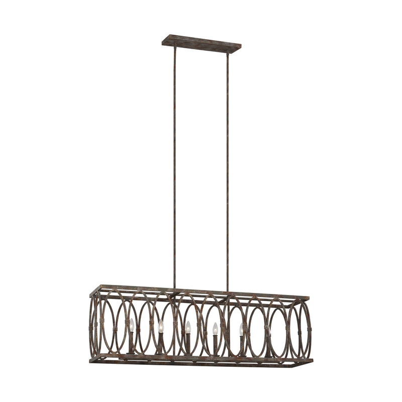 Visual Comfort Studio F3224/6DA Patrice Six Light Linear Chandelier, Deep Abyss Main Image.jpg