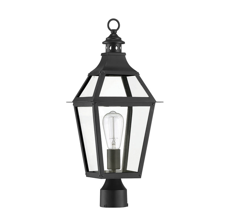 Savoy House 5-724-153 One Light Post Lantern, Black w/Gold Highlights (2)
