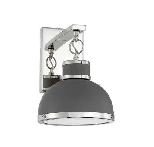Savoy House 9-8884-1-175 One Light Wall Sconce, Gray with Polished Nickel Accents (2)