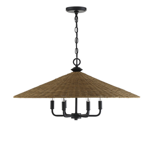 Savoy House 7-7772-6-180 Six Light Pendant, Matte Black w/Dark Rattan (2)