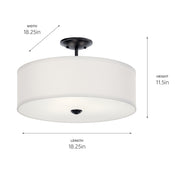 Kichler 43692BK Three Light Semi Flush Mount, Black (3)