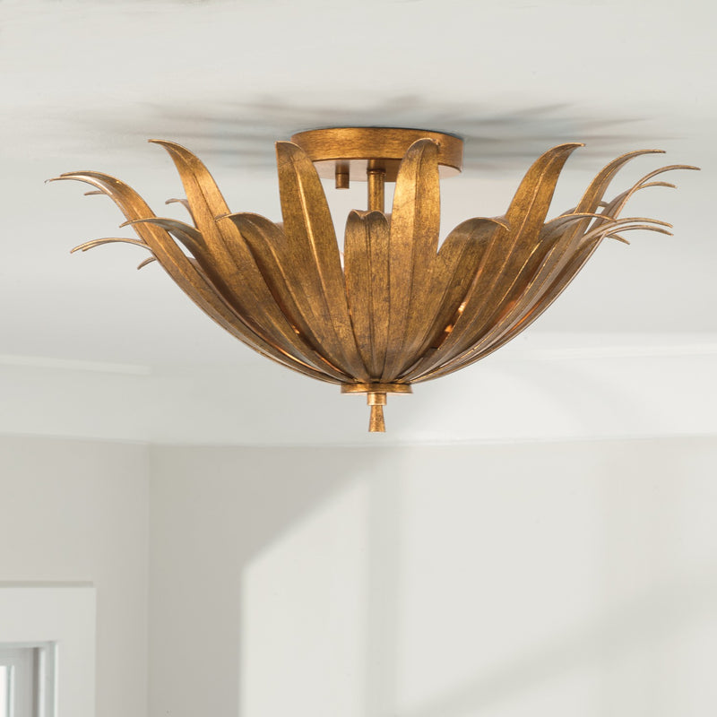 Capital Lighting 249531AG Three Light Dual Mount Semi Flush/Pendant, Antique Gold (2)