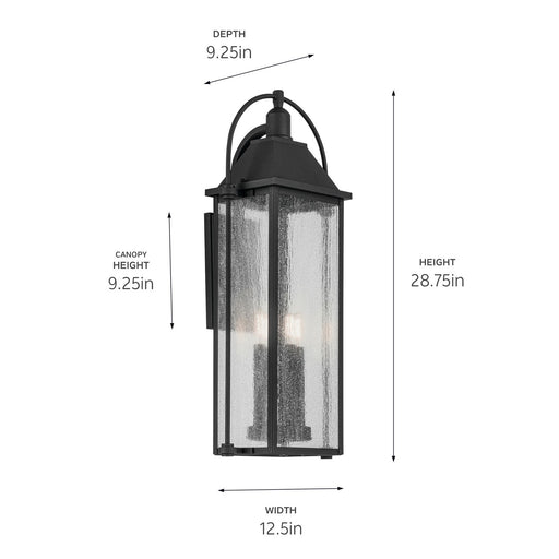 Kichler 49716BKT Four Light Outdoor Wall Mount, Textured Black (2)