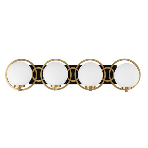 Savoy House 8-6180-4-143 Four Light Bathroom Vanity, Matte Black w/Warm Brass (2)