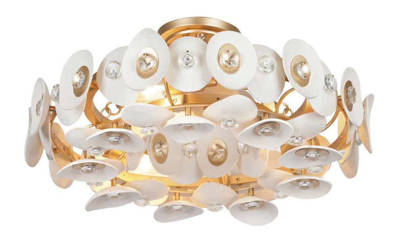Metropolitan N1863-760 Niu Three Light Semi Flush Mount, Coconut Shell Gold / Coconut Shell White Alternate Image 3.jpg