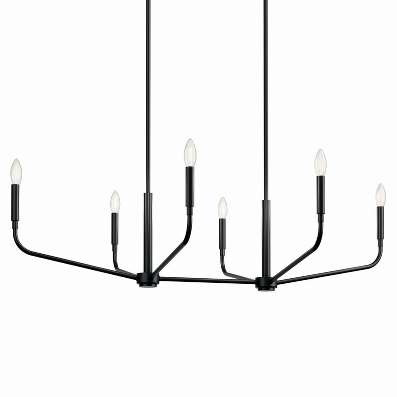 Kichler 52721BK Six Light Linear Chandelier, Black (3)