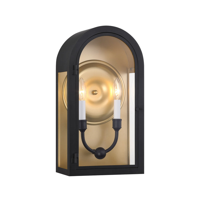 Savoy House 5-411-331 Two Light Outdoor Wall Lantern, Matte Black w/Vintage Gold (3)