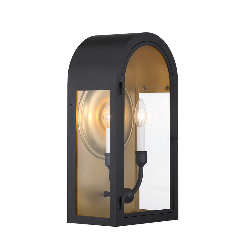 Savoy House 5-411-331 Two Light Outdoor Wall Lantern, Matte Black w/Vintage Gold (4)