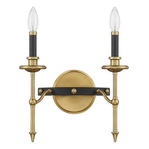 Savoy House 9-9510-2-143 Two Light Wall Sconce, Matte Black/Warm Brass (2)